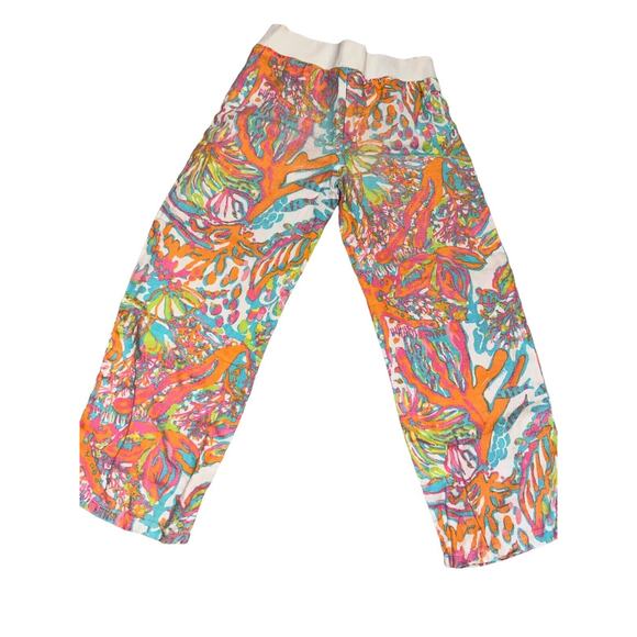 Lilly Pulitzer Scuba To Cuba Little Beach Pants Linen Girls M (6-7) - Picture 5 of 8